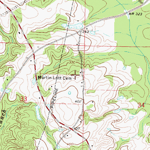 Topographic Map of Martin-Lott Cemetery, MS