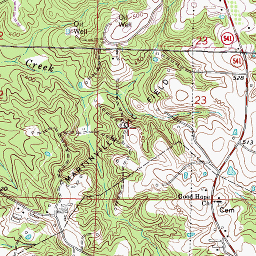 Topographic Map of Martinville Oil Field, MS