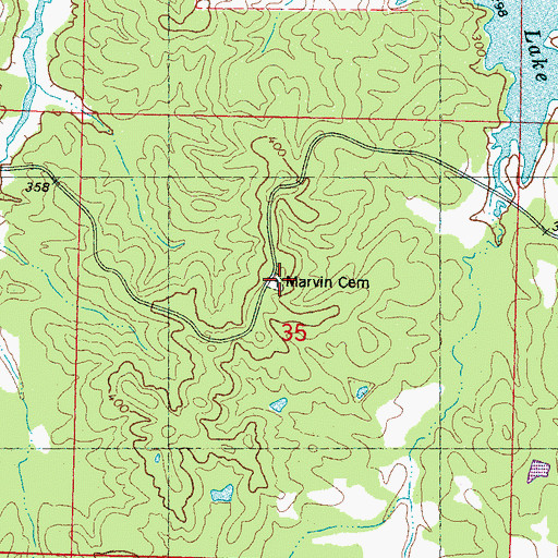 Topographic Map of Marvin Cemetery, MS