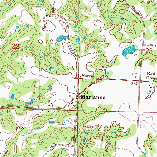 Topographic Map of Marvin Church, MS