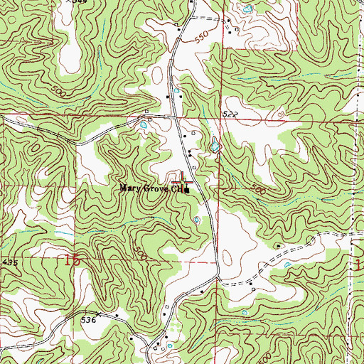 Topographic Map of Mary Grove Baptist Church, MS