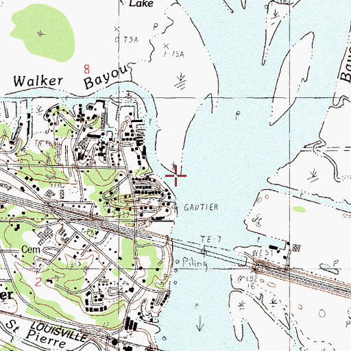 Topographic Map of Mary Walker Bayou, MS
