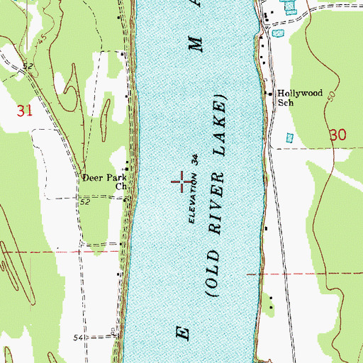 Topographic Map of Lake Mary, MS
