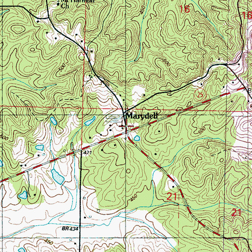 Topographic Map of Marydell, MS