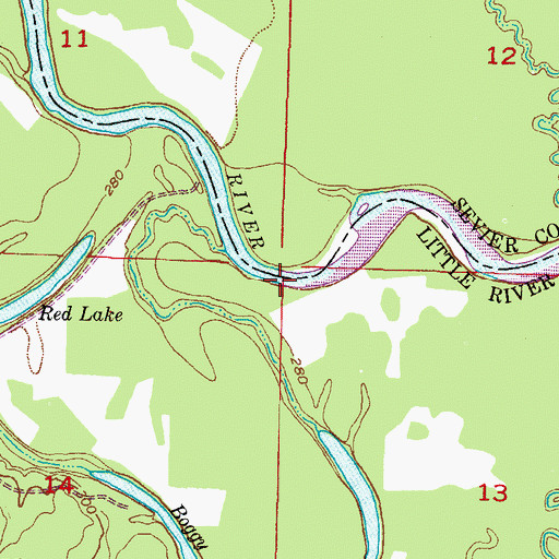 Topographic Map of Cotton Woods Shoals, AR
