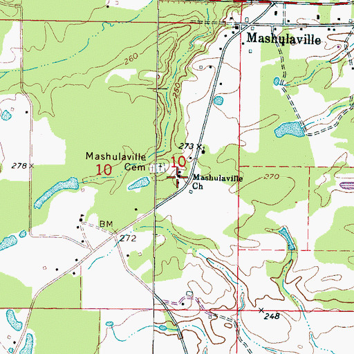 Topographic Map of Mashulaville Church, MS