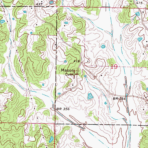 Topographic Map of Mason Cemetery, MS