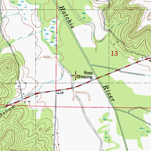 Topographic Map of Mason Creek, MS