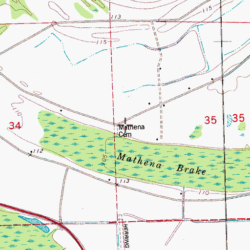 Topographic Map of Mathena Church, MS
