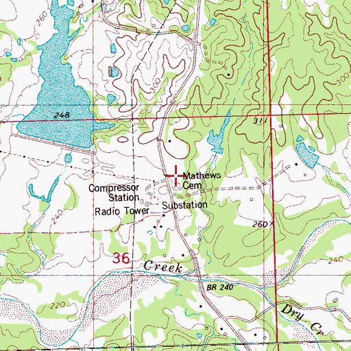 Topographic Map of Mathews Cemetery, MS