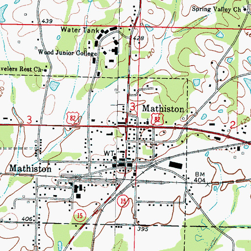 Topographic Map of Mathiston, MS