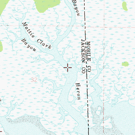 Topographic Map of Mattie Clark Bayou, MS