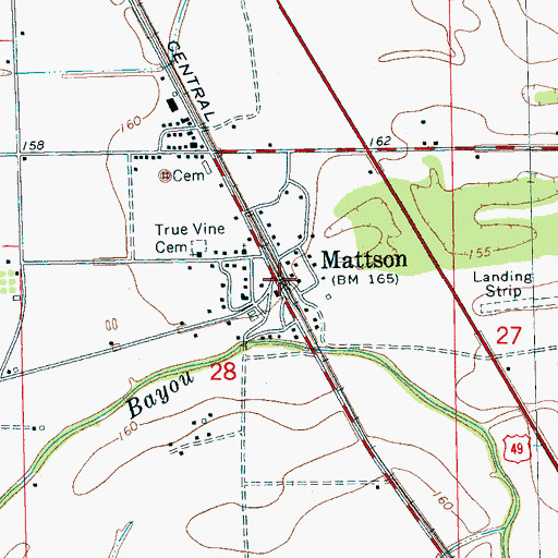 Topographic Map of Mattson, MS