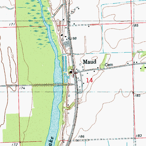 Topographic Map of Maud, MS