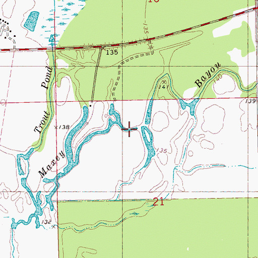 Topographic Map of Maxey Bayou, MS