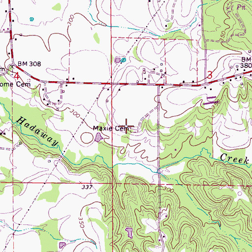 Topographic Map of Maxie Cemetery, MS