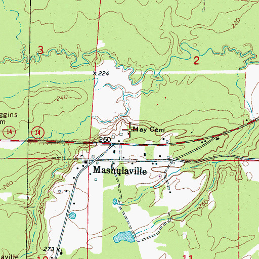 Topographic Map of May Cemetery, MS