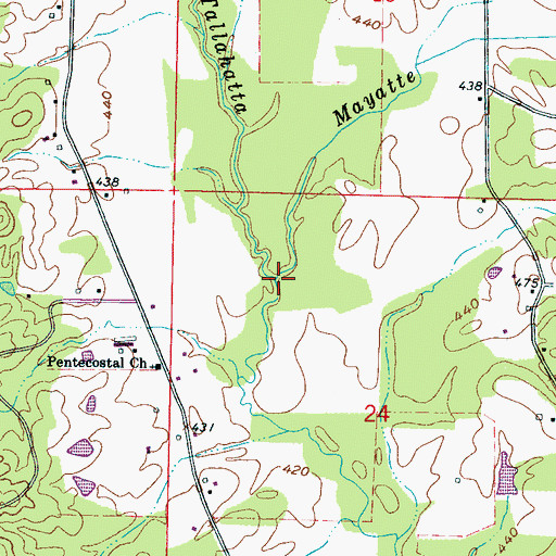 Topographic Map of Mayatte Creek, MS