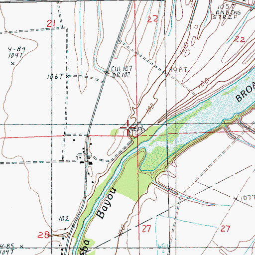 Topographic Map of Mayday Cemetery, MS
