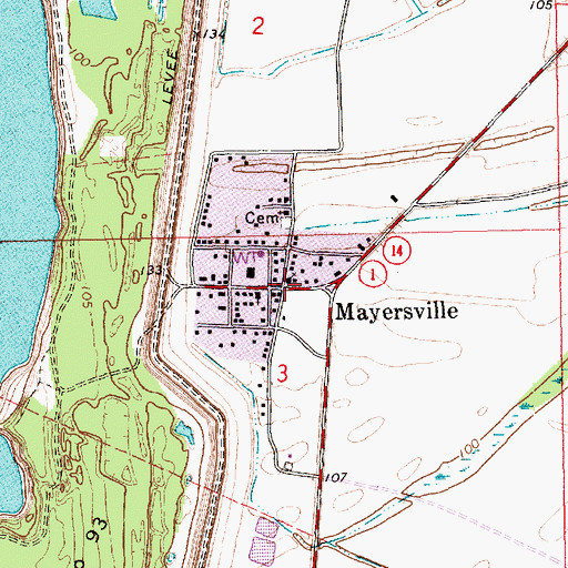 Topographic Map of Mayersville, MS