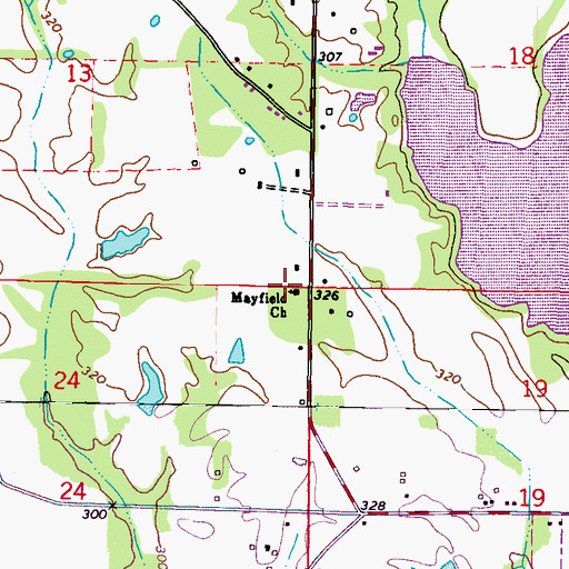 Topographic Map of Mayfield Church, MS