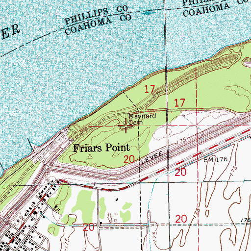 Topographic Map of Maynard Cemetery, MS