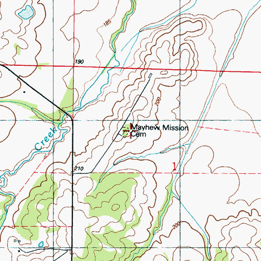 Topographic Map of Mayhew Mission Cemetery, MS