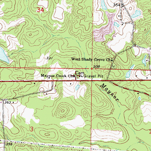Topographic Map of Maynor Creek Church, MS