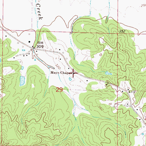 Topographic Map of Mays Chapel, MS
