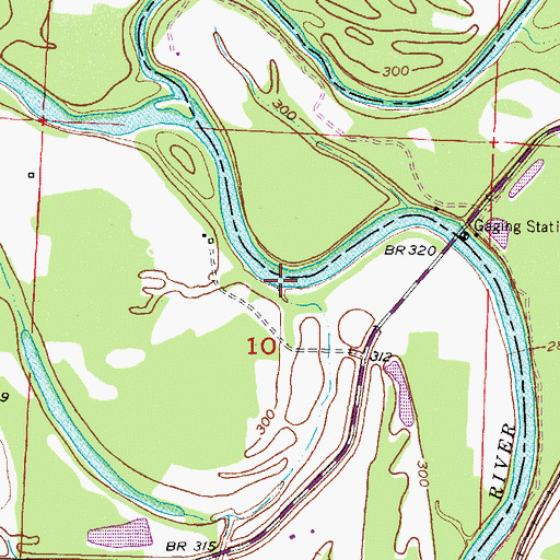 Topographic Map of Green Wood Ferry (historical), AR