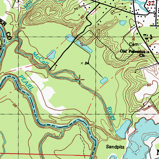 Topographic Map of McCall River, MS