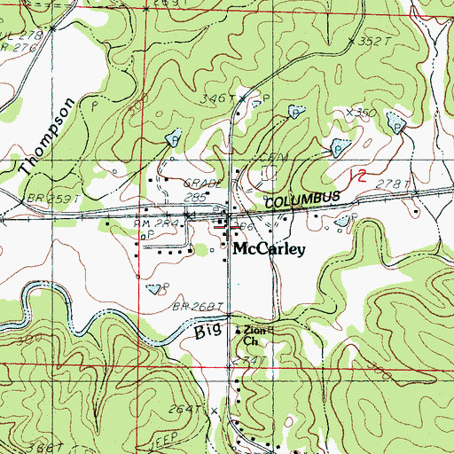 Topographic Map of McCarley, MS