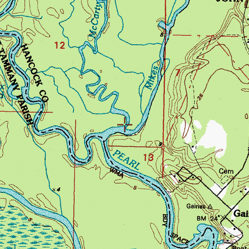Topographic Map of McCarty Bayou, MS