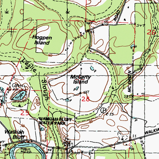 Topographic Map of McCarty Island, MS