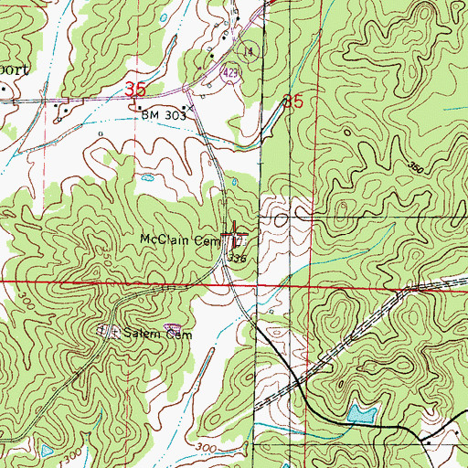 Topographic Map of McClain Cemetery, MS