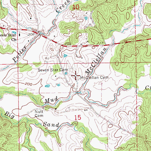 Topographic Map of McClellan Cemetery, MS