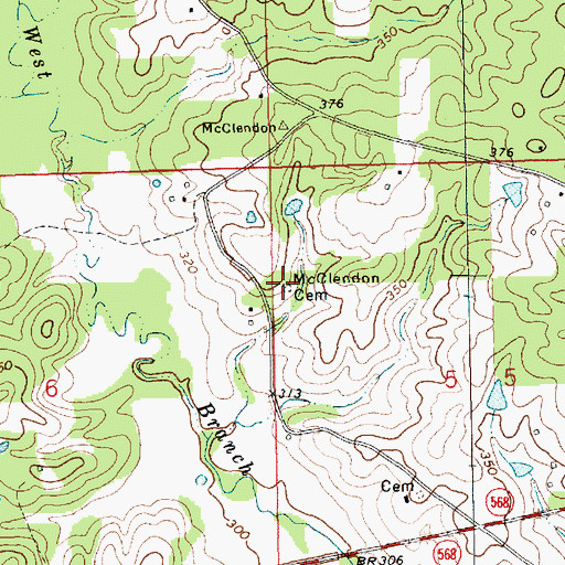 Topographic Map of McClendon Cemetery, MS