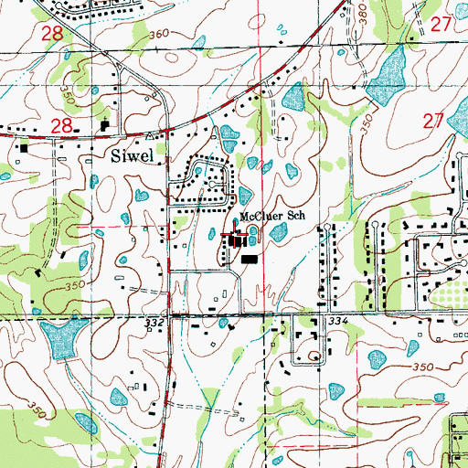 Topographic Map of McCluer School, MS