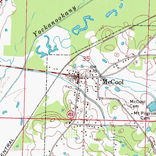 Topographic Map of McCool, MS