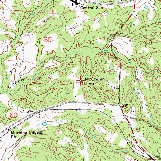 Topographic Map of McCouen Cemetery, MS