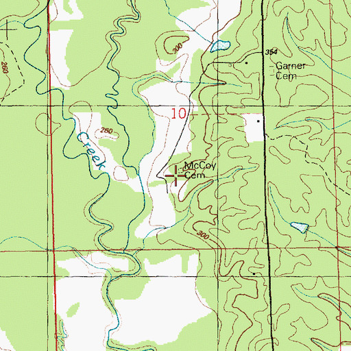 Topographic Map of McCoy Cemetery, MS