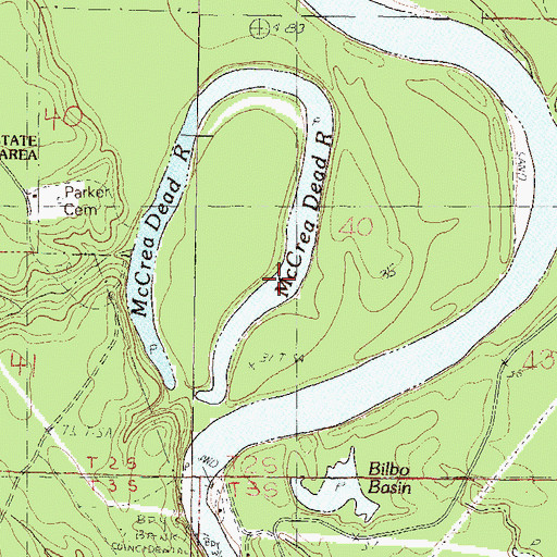 Topographic Map of McCrea Dead River, MS