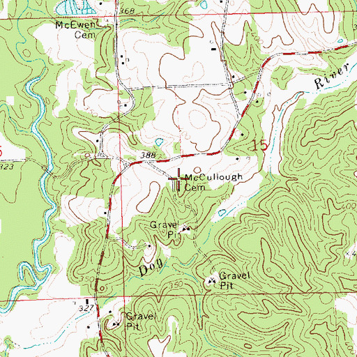 Topographic Map of McCullough Cemetery, MS