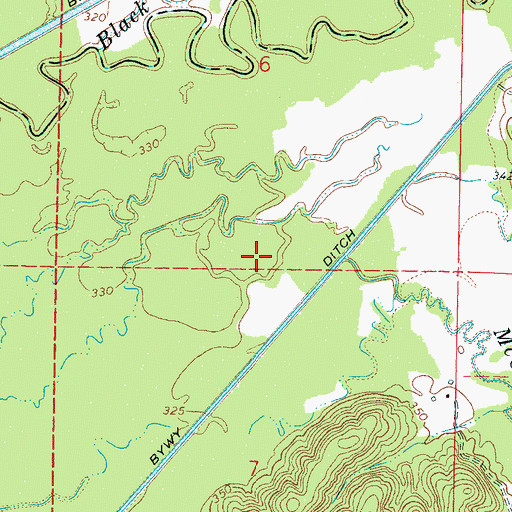Topographic Map of McCurtain Creek, MS