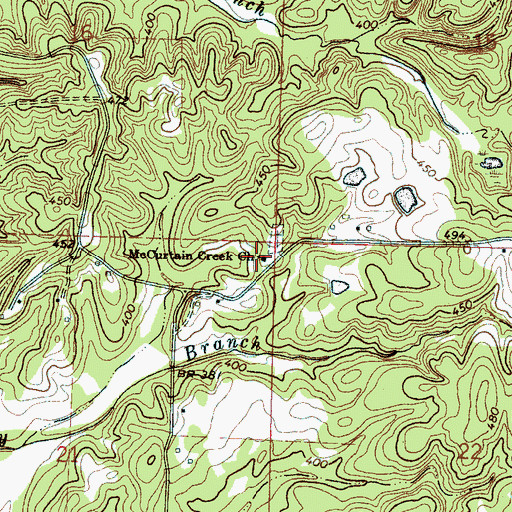 Topographic Map of McCurtain Creek Church, MS