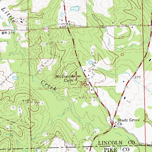 Topographic Map of McDavid Cemetery, MS