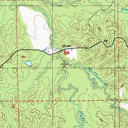 Topographic Map of McDonald Branch, MS
