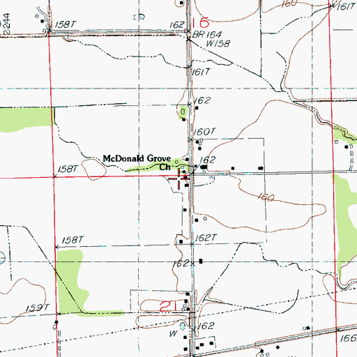 Topographic Map of McDonald Grove Church, MS