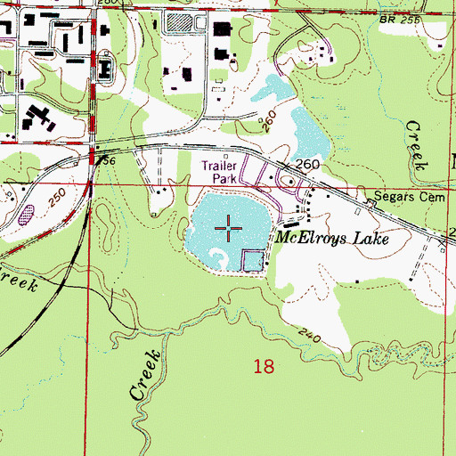Topographic Map of McElroys Lake, MS