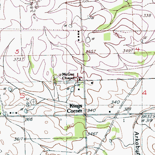 Topographic Map of McGee Chapel, MS